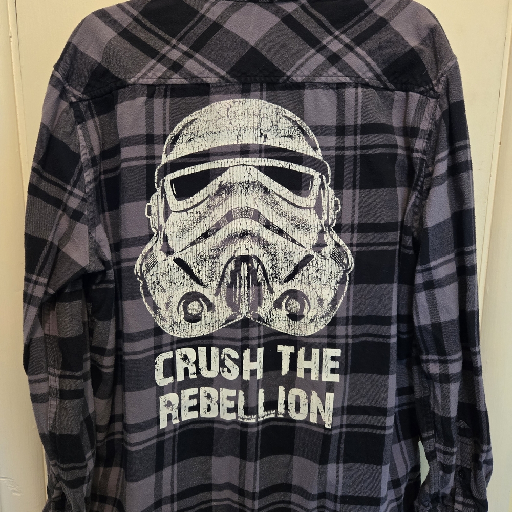 Disney Star Wars Black and White Plaid Shirt Empire XL